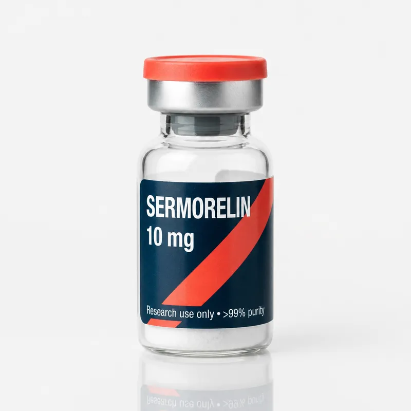 Vial de Sermorelin Acetate para investigación de laboratorio